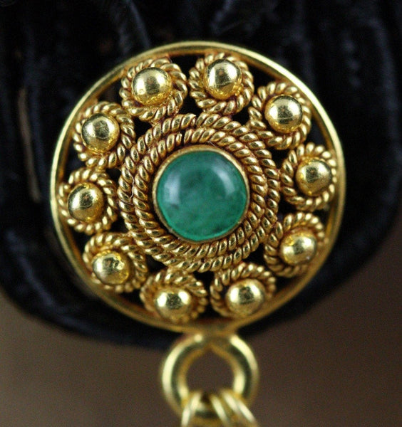 Tara Earrings - 18K Solid Gold Post Earrings w/ Ornate Dangle. Emerald, Peridot, Aquamarine, Pearls